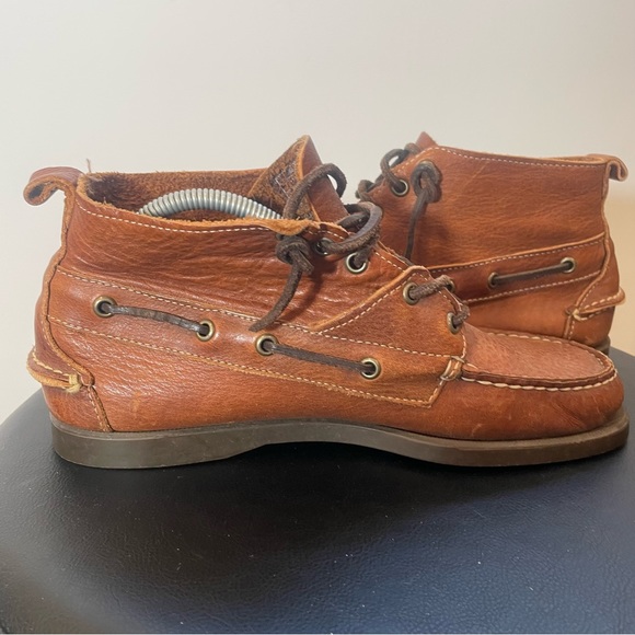 Sebago Chukka Hi Leather Boot Slip On Lace Up Shoe mens 8 brown loafer moccasin - Picture 5 of 8